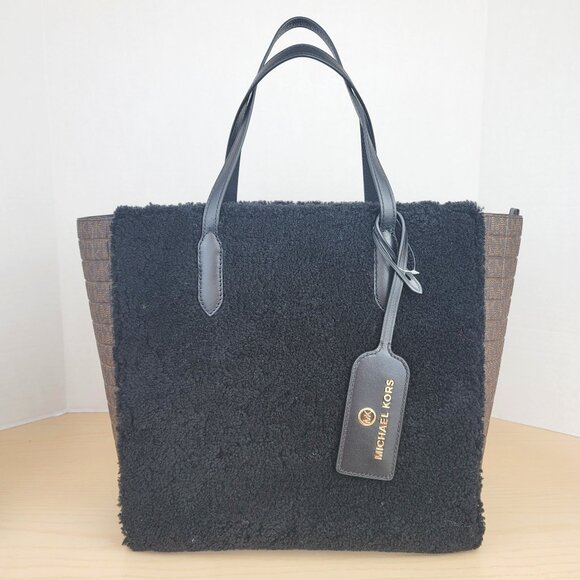 Michael Kors Sinclair Large East-West Monogram Faux-Fur Tote Bag Shearling New - Picture 1 of 16